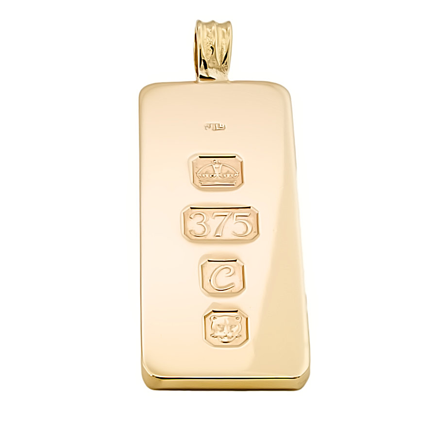 9ct Gold  Vintage London 1977 Ingot Pendant
